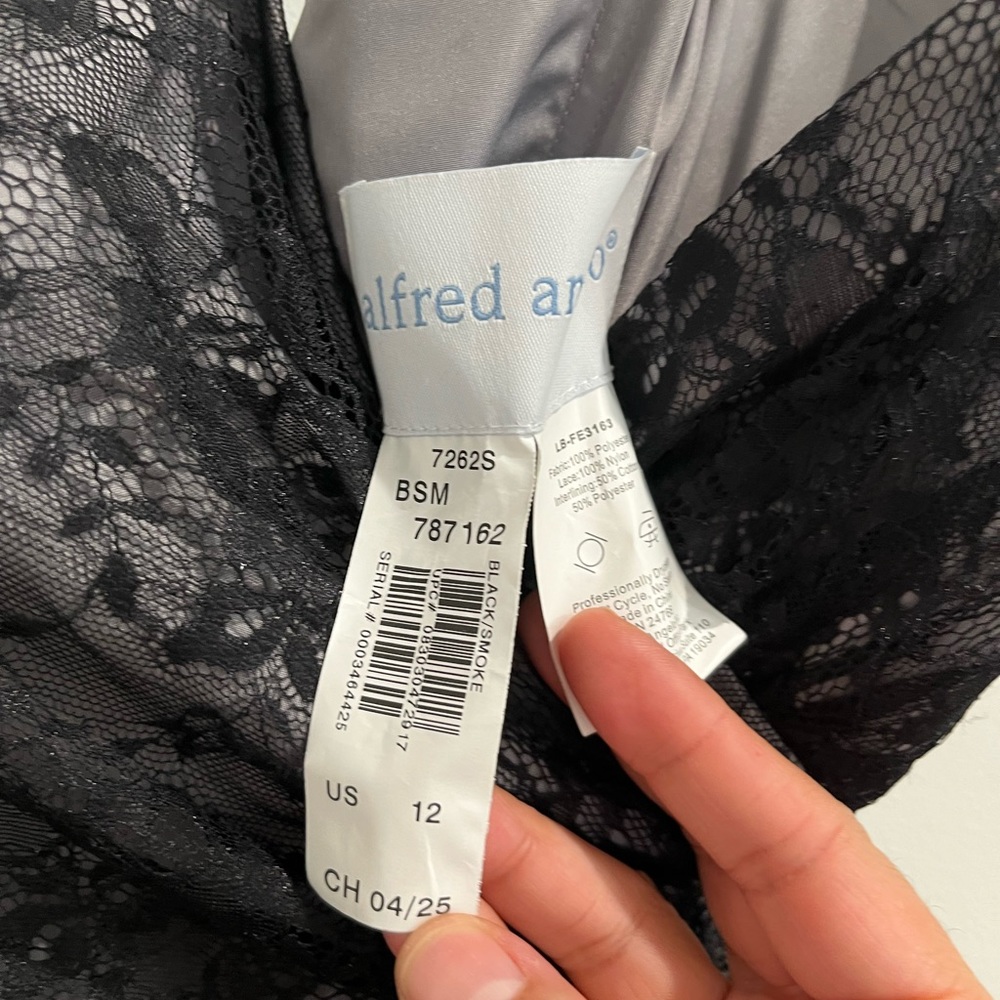 Alfred Angelo Strapless Black Lace Dress Sz. 12 NWT - Picture 5 of 10